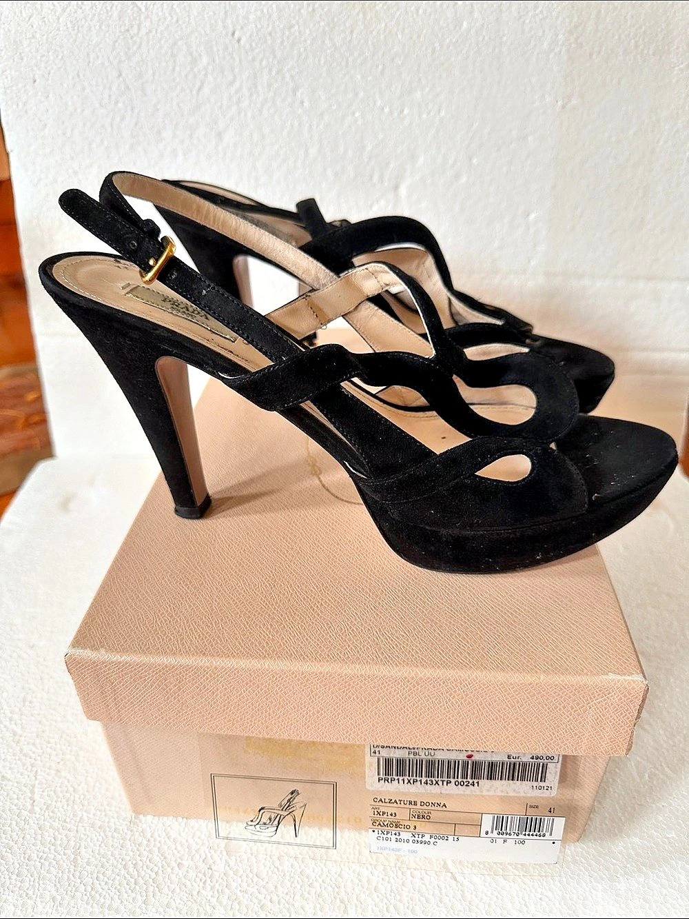 Prada Black Suede Platform Heels EU 41